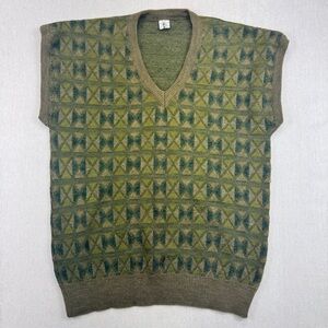 Vintage Garuti Italian Knit Sweater Vest Geometric Pattern Made in Italy Sz L